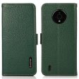 KHAZNEH Side Double Magnetic Clasps Genuine Leather Case for Nokia C200, Litchi Texture RFID Blocking Phone Wallet Cover with Foldable Stand Online