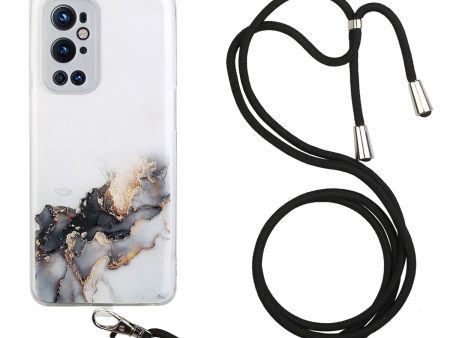 Well-Protected Marble Pattern Design Soft TPU Phone Case with Adjustable Lanyard for OnePlus 9 Pro Online now