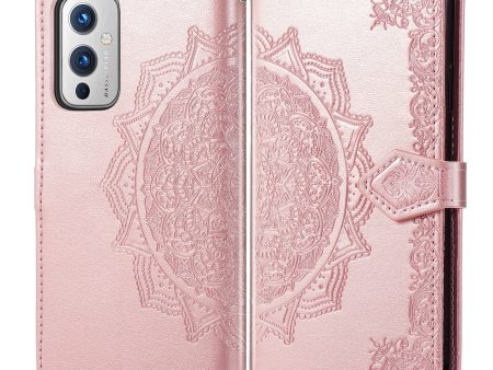 Embossed Mandala Flower PU Leather Case Stand Wallet for OnePlus 9 (EU   US Version) For Sale