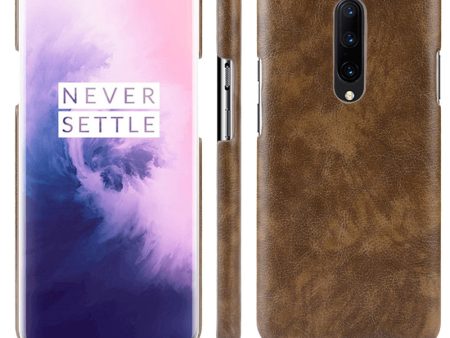 Litchi Skin Leather Coated Hard PC Case for OnePlus 7 Pro Online now