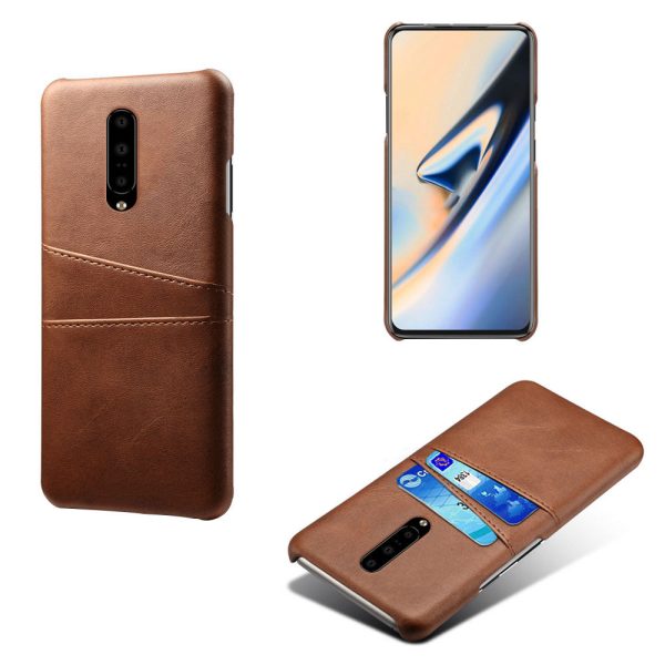 Double Card Slots PU Leather Coated PC Cell Phone Case for OnePlus 7 Pro on Sale